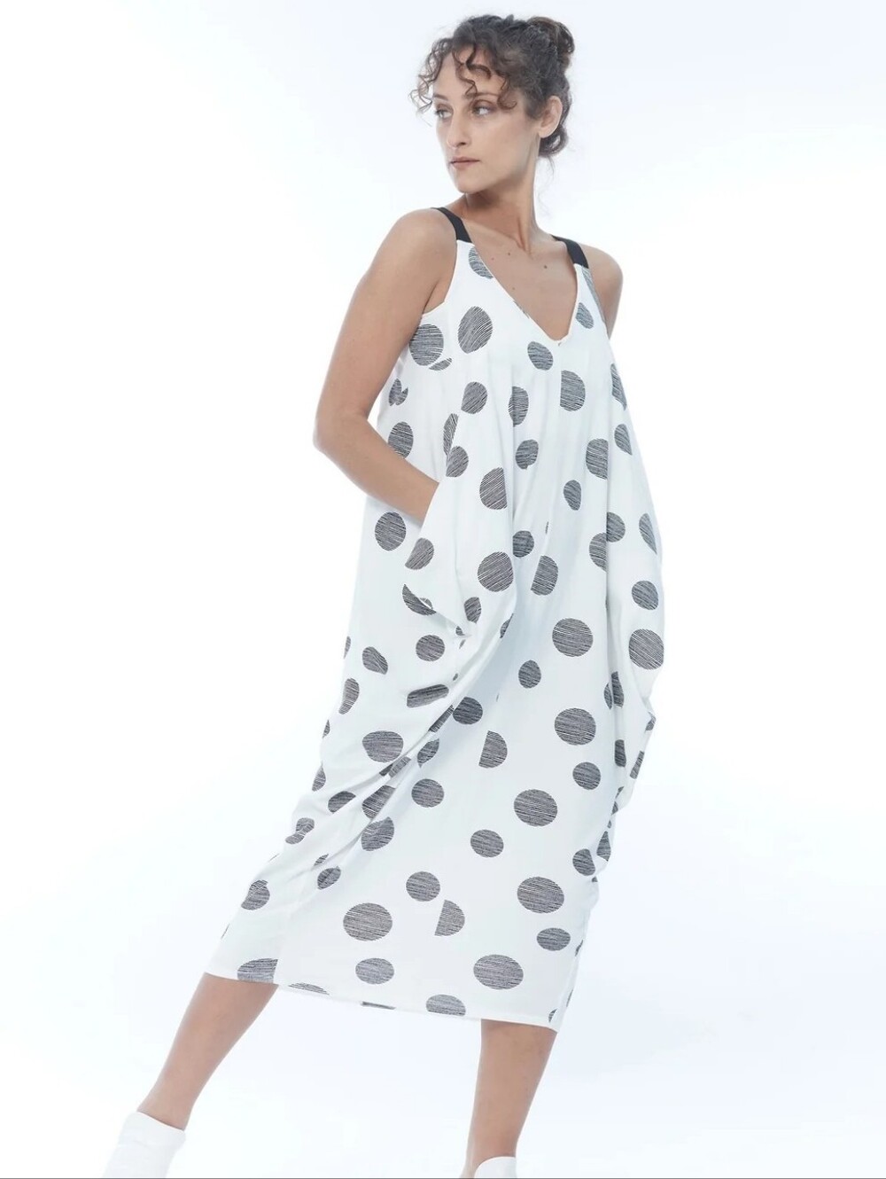 M x Matthildur Trapeze Dress Polka Dot Sleeveless Maxi